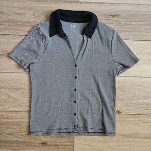 GAP Black and White Micro Striped Shirt